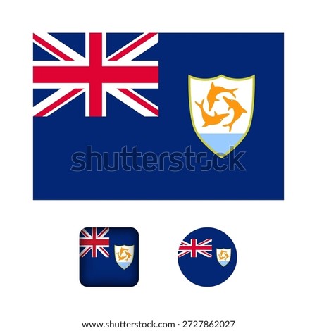 Anguilla Flag Flat Icons Collection