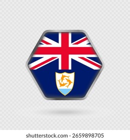 Anguilla flag in a hexagon frame.
