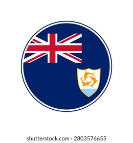 Anguilla flag icon. Circular emblem of Anguilla flag with the ring-shaped edge.