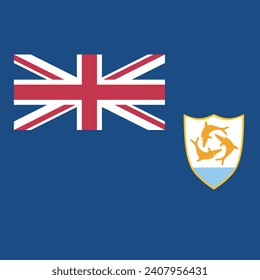 Anguilla flag. Flag icon. Standard color. A square flag. Square icon. Computer illustration. Digital illustration. Vector illustration.