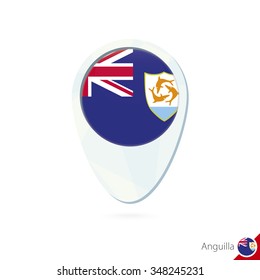 Anguilla flag location map pin icon on white background. Vector Illustration.