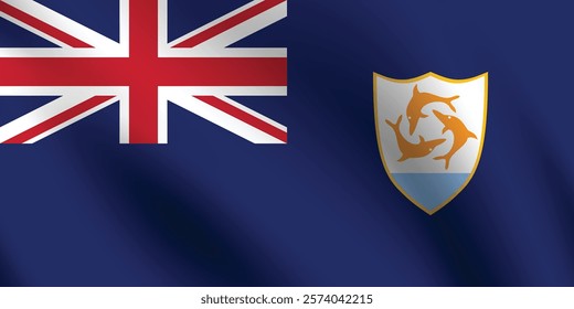 Anguilla flag official colors and proportion digital vector illustration. Pleated flag.