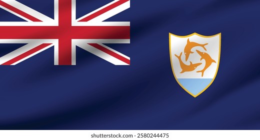 Anguilla flag official colors and proportion digital vector illustration. Pleated flag.