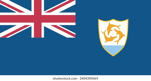 Anguilla flag. The official ratio. Flag icon. Standard color. Standard size. A rectangular flag. Computer illustration. Digital illustration. Vector illustration.