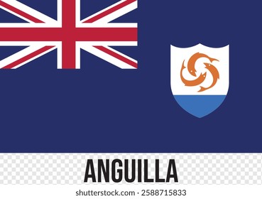 Anguilla flag. Flag of Anguilla. The official ratio. Flag icon. Standard color. Standard size. A rectangular flag.  Vector illustration.