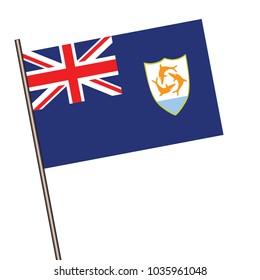 Anguilla flag on flagpole vector illustration.3d vector icon isolated on white background.