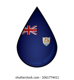 The Anguilla flag painted on 3D water drop