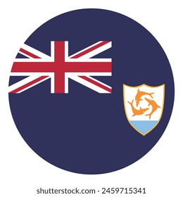 Anguilla flag. Anguilla round flag. Button flag icon. Standard color. Circle icon flag. Computer illustration. Digital illustration. Vector illustration.