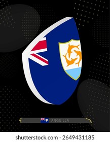 Bandeira de Anguila ícone de escudo em 3D no fundo de Rugby escuro moderno. Perfeito para eventos esportivos, temas históricos, celebrações nacionais e projetos patrióticos.
