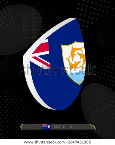 Anguilla Flag Shield icon in 3D on Dark Modern Abstract Rugby Background. Perfect for sports events, heritage themes, national celebrations, and patriotic designs.