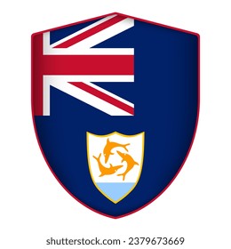 Anguilla flag in shield shape. Vector illustration.