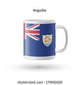 Anguilla flag souvenir mug isolated on white background. Vector illustration.