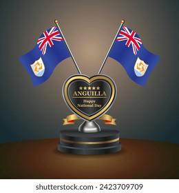 Anguilla flag in a stand on table. Vector Illustration