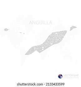 Mapa gris de anguila aislado en fondo blanco con línea de malla abstracta y escalas puntuales. Ilustración vectorial eps 10