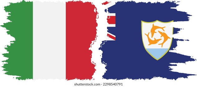 Anguila e Italia grunge banderas conexión, vector