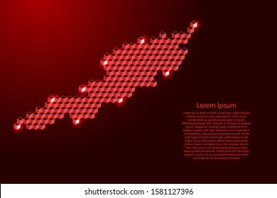 Anguilla map from 3D red cubes isometric abstract concept, square pattern, angular geometric shape, for banner, poster. Vector illustration.