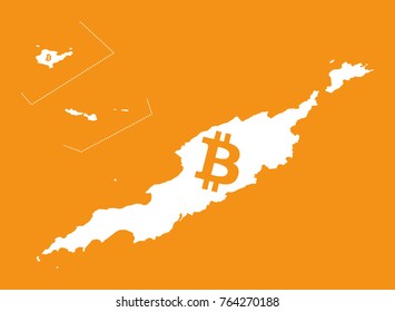 Anguilla map with bitcoin crypto currency symbol illustration