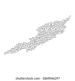 Anguilla map from black pattern of the maze grid. Vector illustration.