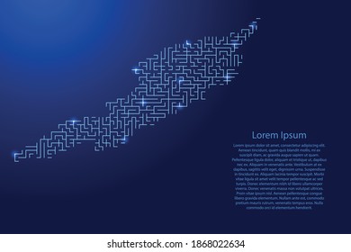 Mapa de Anguila de patrón azul de la cuadrícula de las estrellas del laberinto y del espacio brillante. Ilustración vectorial.