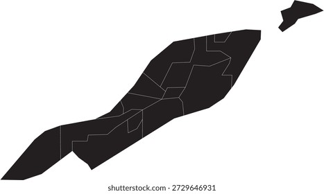 Anguilla Map with Different Region Divisions Editable Vector Design