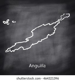 Anguilla map drawn with chalk on blackboard background