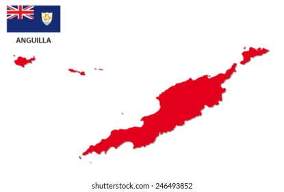 anguilla map with flag
