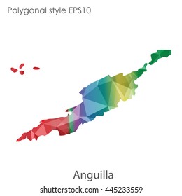 Anguilla map in geometric polygonal style.Abstract gems triangle,modern design background.Vector Illustration EPS10
