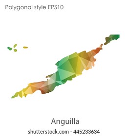 Anguilla map in geometric polygonal style.Abstract gems triangle,modern design background.Vector Illustration EPS10