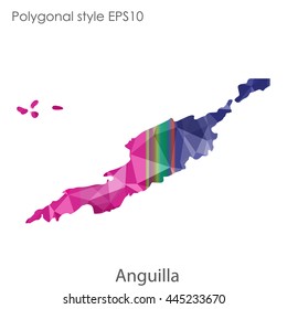 Anguilla map in geometric polygonal style.Abstract gems triangle,modern design background.Vector Illustration EPS10