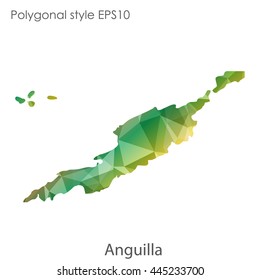 Anguilla map in geometric polygonal style.Abstract gems triangle,modern design background.Vector Illustration EPS10