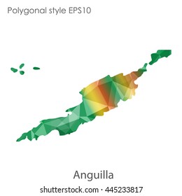 Anguilla map in geometric polygonal style.Abstract gems triangle,modern design background.Vector Illustration EPS10