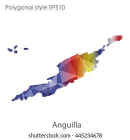 Anguilla map in geometric polygonal style.Abstract gems triangle,modern design background.Vector Illustration EPS10