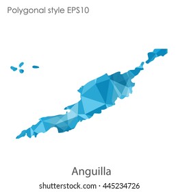 Anguilla map in geometric polygonal style.Abstract gems triangle,modern design background.Vector Illustration EPS10