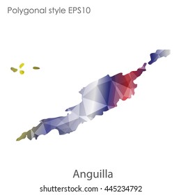Anguilla map in geometric polygonal style.Abstract gems triangle,modern design background.Vector Illustration EPS10