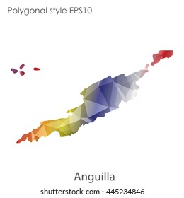 Anguilla map in geometric polygonal style.Abstract gems triangle,modern design background.Vector Illustration EPS10