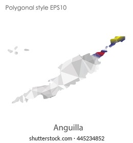 Anguilla map in geometric polygonal style.Abstract gems triangle,modern design background.Vector Illustration EPS10