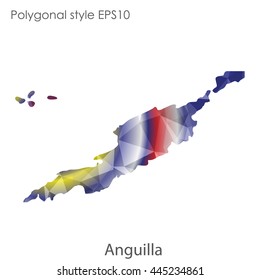Anguilla map in geometric polygonal style.Abstract gems triangle,modern design background.Vector Illustration EPS10