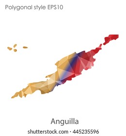 Anguilla map in geometric polygonal style.Abstract gems triangle,modern design background.Vector Illustration EPS10