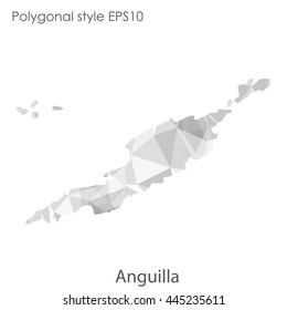 Anguilla map in geometric polygonal style.Abstract gems triangle,modern design background.Vector Illustration EPS10