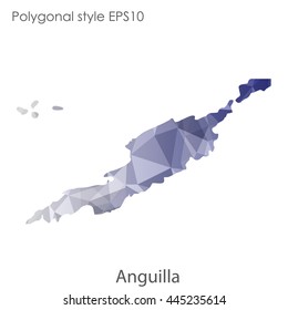 Anguilla map in geometric polygonal style.Abstract gems triangle,modern design background.Vector Illustration EPS10