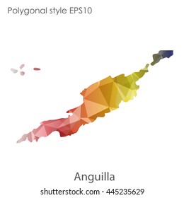 Anguilla map in geometric polygonal style.Abstract gems triangle,modern design background.Vector Illustration EPS10