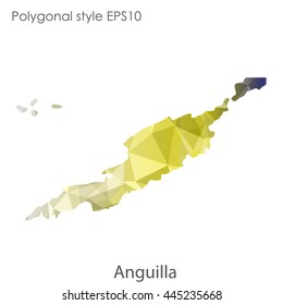 Anguilla map in geometric polygonal style.Abstract gems triangle,modern design background.Vector Illustration EPS10