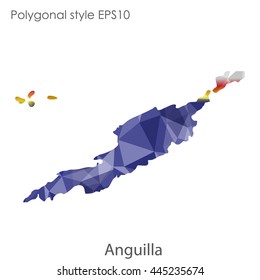 Anguilla map in geometric polygonal style.Abstract gems triangle,modern design background.Vector Illustration EPS10