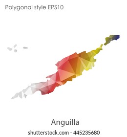 Anguilla map in geometric polygonal style.Abstract gems triangle,modern design background.Vector Illustration EPS10