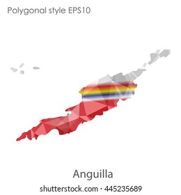 Anguilla map in geometric polygonal style.Abstract gems triangle,modern design background.Vector Illustration EPS10