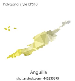 Anguilla map in geometric polygonal style.Abstract gems triangle,modern design background.Vector Illustration EPS10