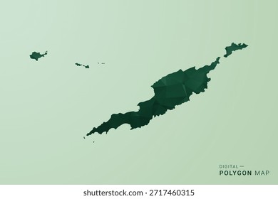 Mapa de Anguilla - Ilustração de Vetor Estilo Polígono Verde, Design Geométrico de Poli Baixo com Silhueta Limpa em Fundo verde suave.