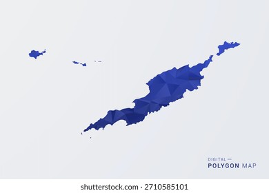 Mapa de Anguila - Ilustração de vetor estilo polígono em gradiente azul profundo, baixo projeto geométrico poly, Silhueta limpa isolada no fundo branco para infográficos.