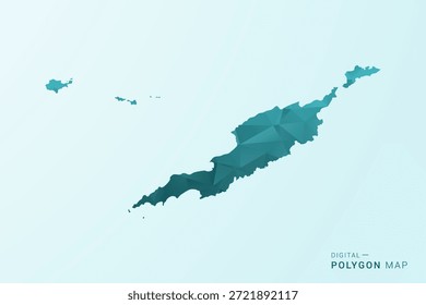 Mapa de Anguilla - Ilustração vetorial estilo polígono em azul-verde azul-escuro design geométrico baixo poli, silhueta mínima moderna.