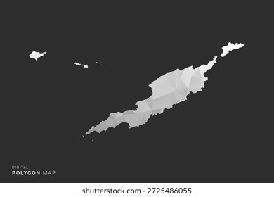 Anguilla Map - Polygon style vector illustration in black, gray and white low poly geometric design, minimal silhouette, isolated for infographic.
